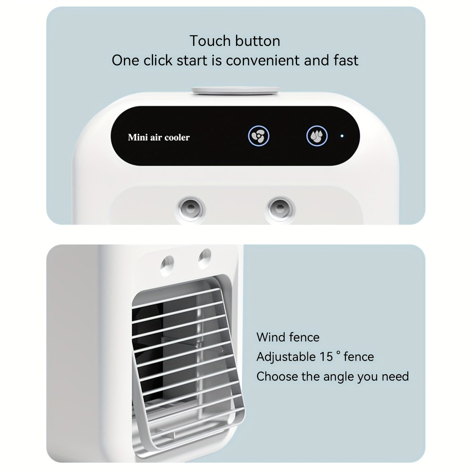 Portable USB Rechargeable Desktop Cooling Fan with Water Spray and 2-Speed Settings