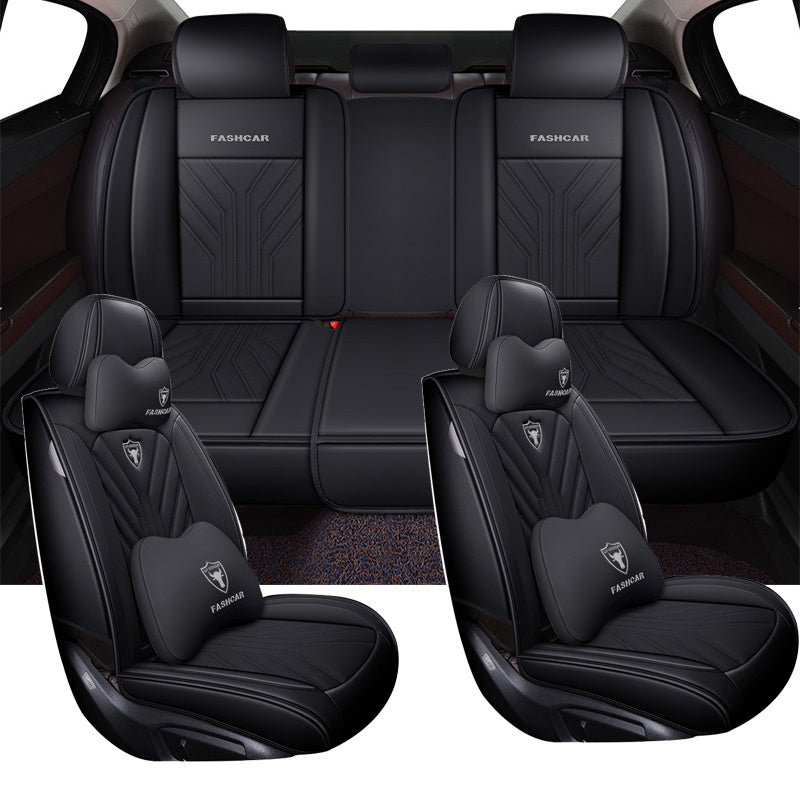 Full Coverage PU Leather Car Seat Covers All-Season Durable Five-Seater