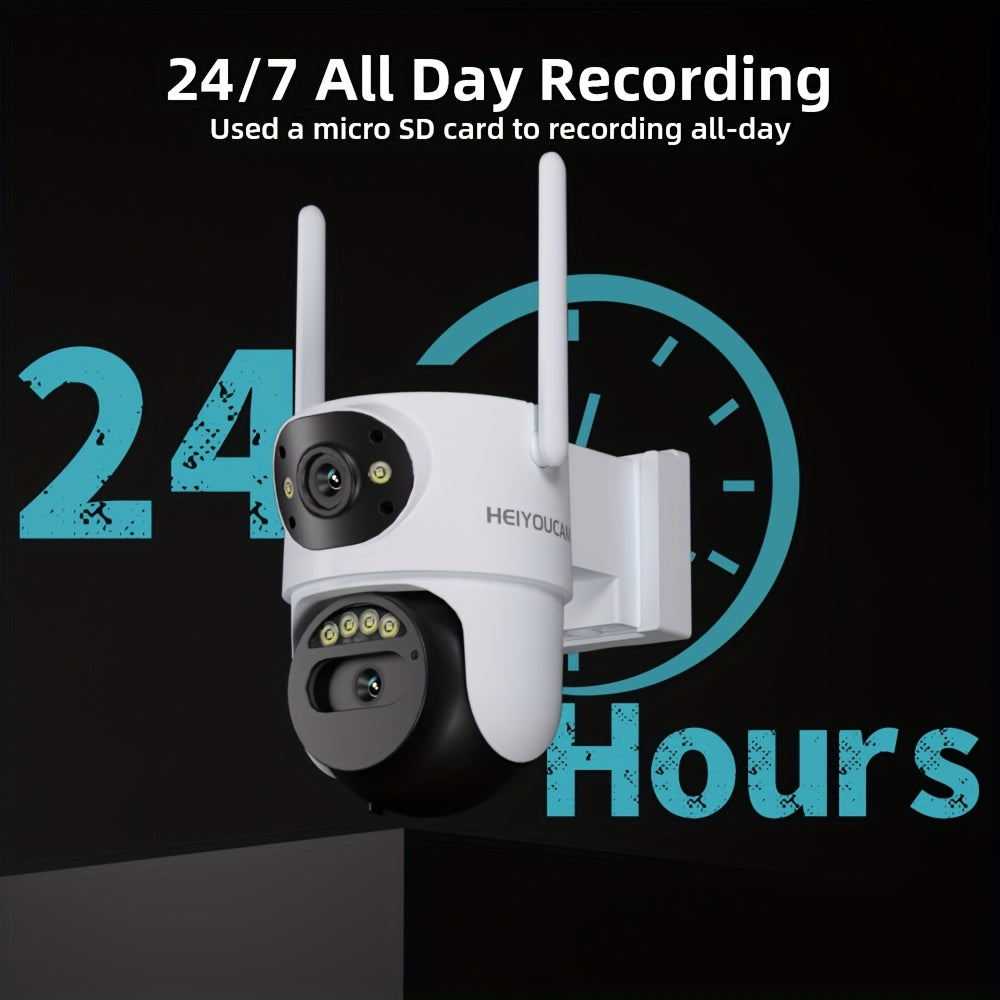 3MP Dual Lens Outdoor Security Camera with AI Tracking Night Vision and Two-Way Audio