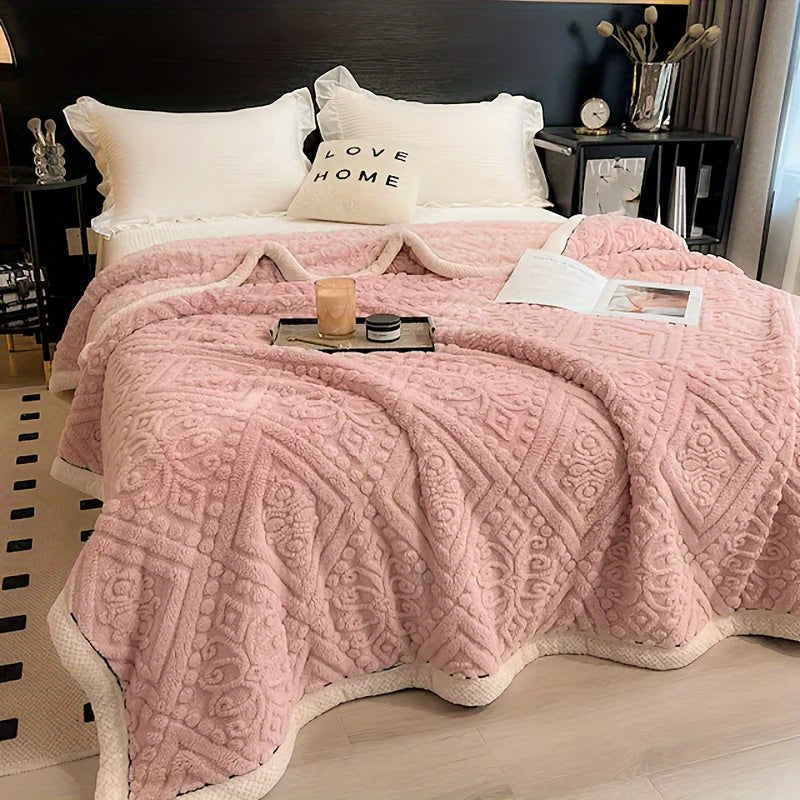 Contemporary Velvet Bed Blanket Thickened Winter Warmth Throw All-Season Comforter