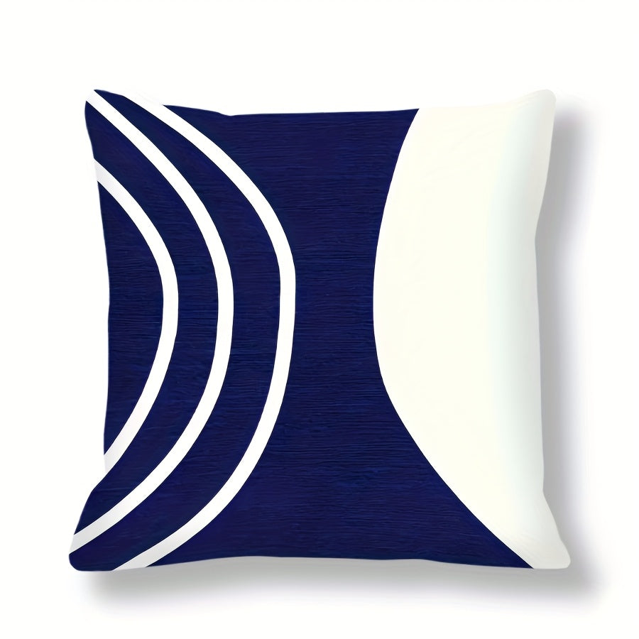 Navy Blue White Geometric Throw Pillow Cover 44cm Square Modern Boho Decor