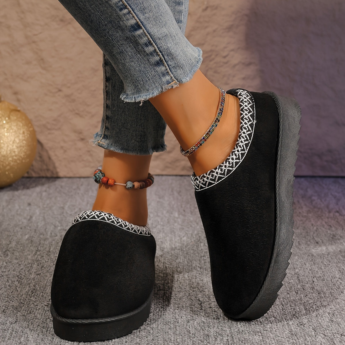 Women's Warm Slip-On Boots Soft Indoor Outdoor Shoes