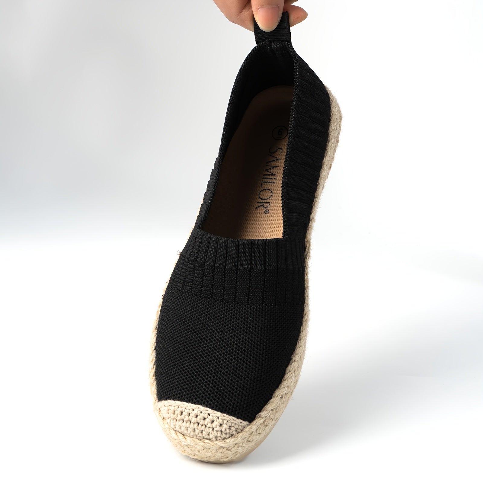Women’s Linen Flats Breathable Knit Mary Jane Shoes for Travel and Everyday