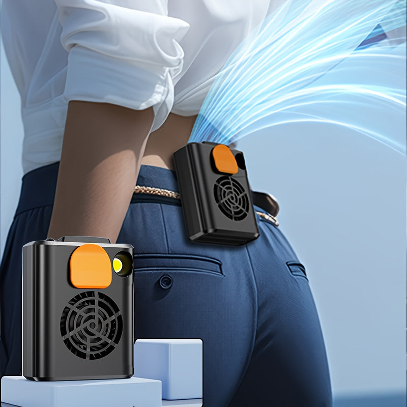 Orange Portable Wearable Neck Fan with Clip-On Design, Long Battery Life, Adjustable Speed