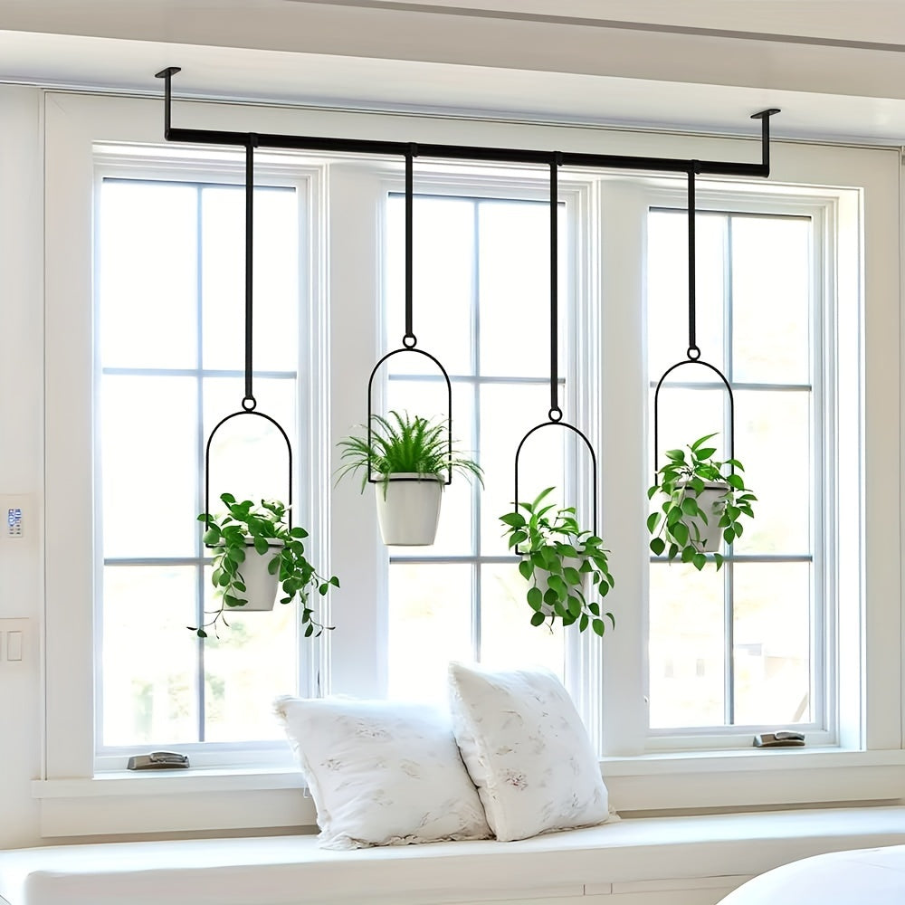 Metal Wall Planters and Storage Racks with Adjustable Nylon Cord Hooks for Indoor Herb Garden and Kitchen Storage
