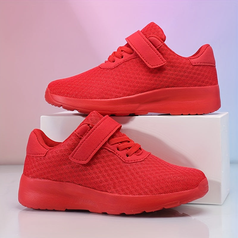 Girls Red Mesh Sneakers Sizes 10.5-4 Casual Breathable Comfortable EVA Insole