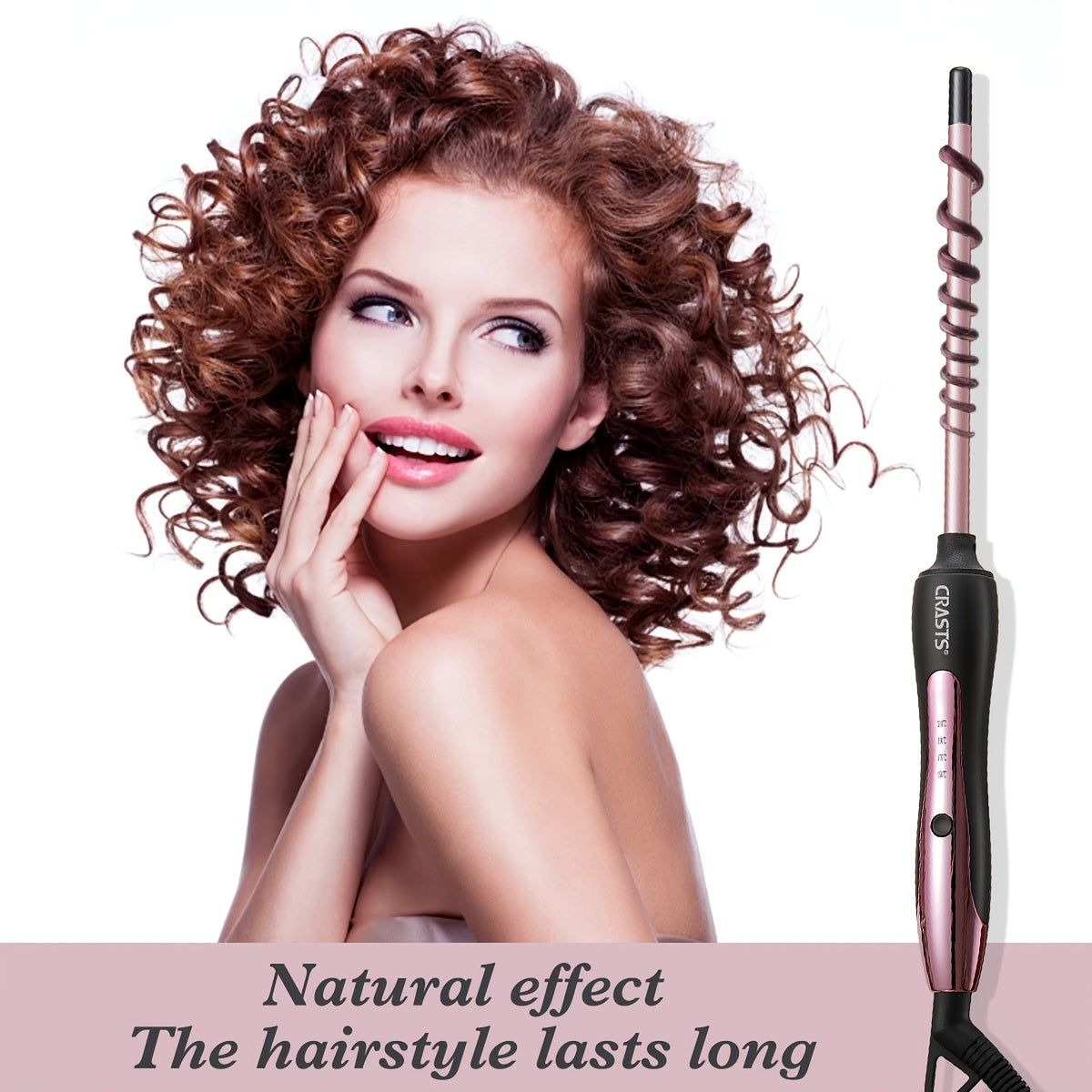 CRASTS 9mm Unisex kattalar uchun Teddy Curling Iron, 30W elektr quvvatida ishlaydigan soch buruvchi, Type C ulagichi bilan, 220V yumshoq to'lqinlar va soch qirqish uchun, batareya talab qilinmaydi, talabalar uchun sochni uslublash vositasi.