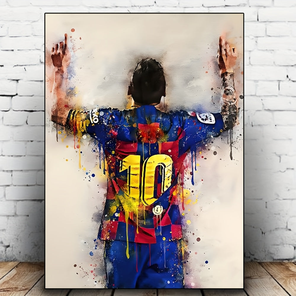 Vibrant Football Star Canvas Poster Modern Home Decor Sports Enthusiasts Portrait Artwork