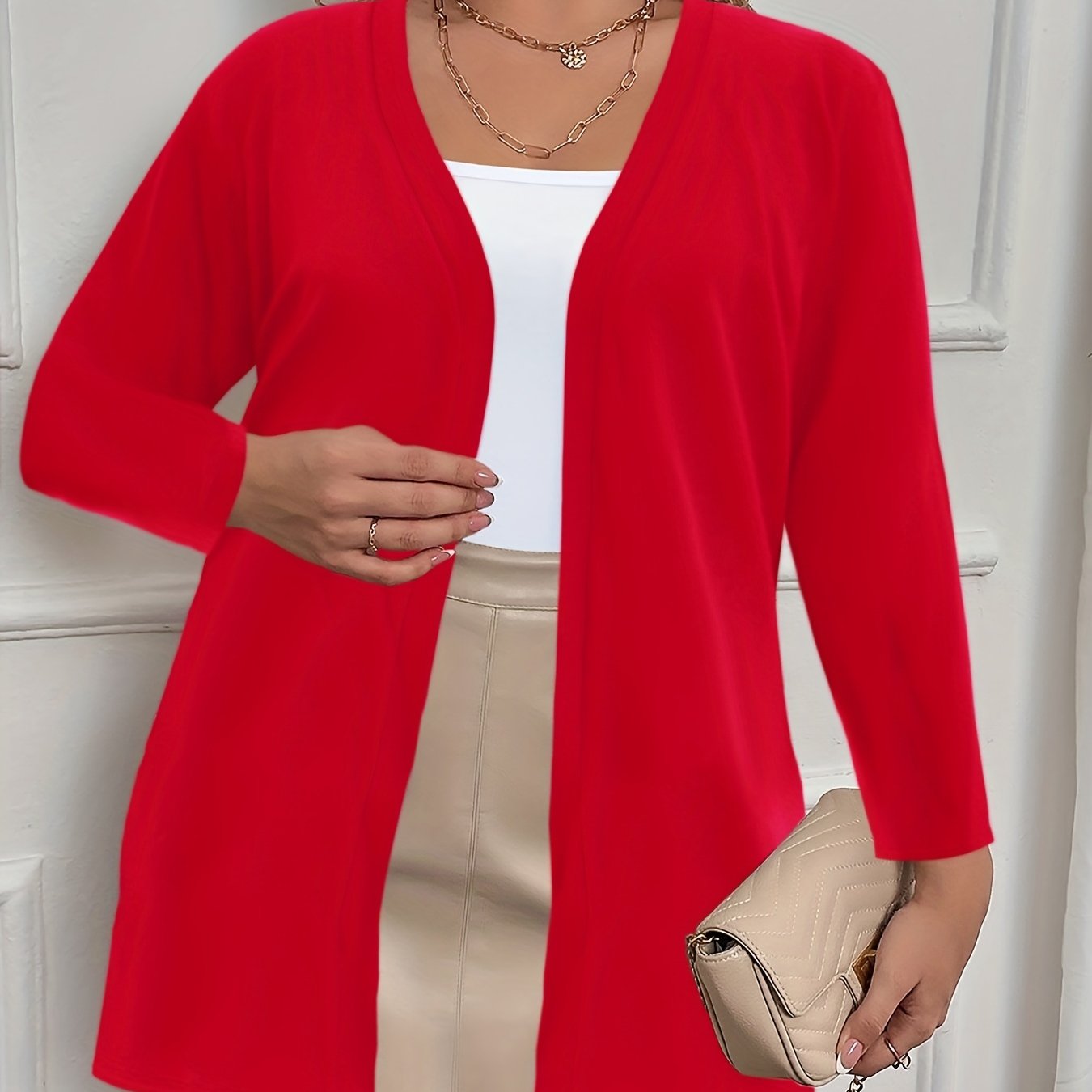 Plus Size Women's Long Sleeve Cardigan Lightweight Warm Fall Winter Solid Color