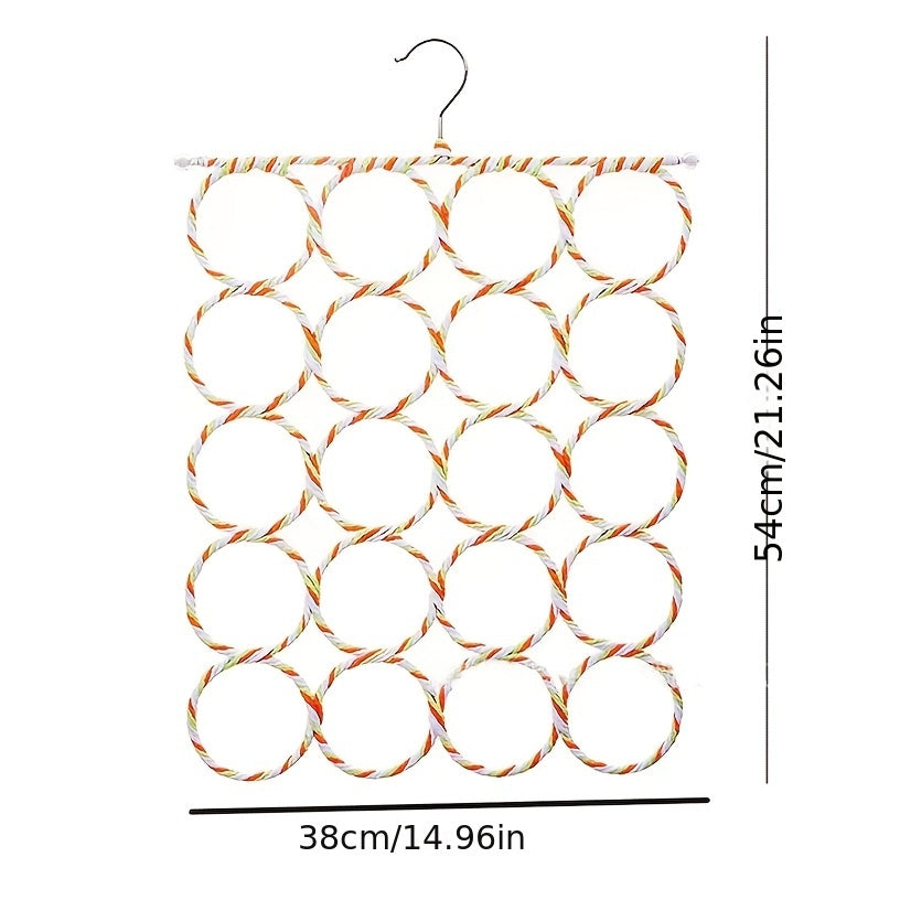 Ko'p rangli rattan qog'oz halqalar bilan temir doira sharf tutgichi, bog'lamlar va sharflarni tartibga solish uchun