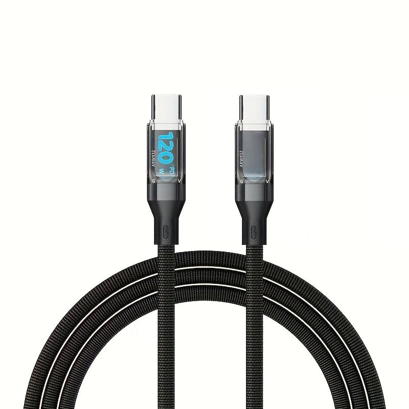 120W USB Type C Charging Cable with LED Display Fast Safe Charging