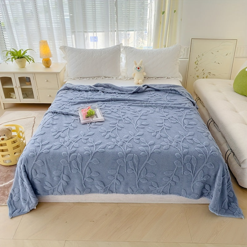 Jacquard Embossed Throw Blanket All-Season Polyester Knit Square Weight 200-250g