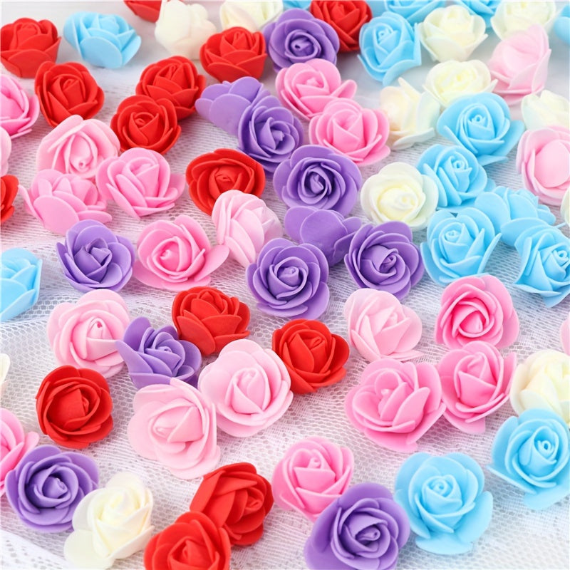Artificial Red Rose Heads for Valentine's Day Wedding Decor and Gift Accessories 100 Pieces