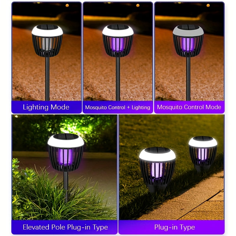 Quyosh energiyali hasharotlarni o‘ldiruvchi UV moskitni o‘ldiruvchi 3-in-1 landshaft yoritgichi