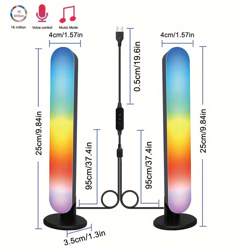 2 Pack RGB LED Strip Lights with 100 Dynamic Music Sync Modes USB Powered for TV Gaming Room Decor