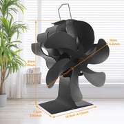 Aluminum 6-Blade Wood Burning Stove Fan Portable Fireplace Camping Air Circulation
