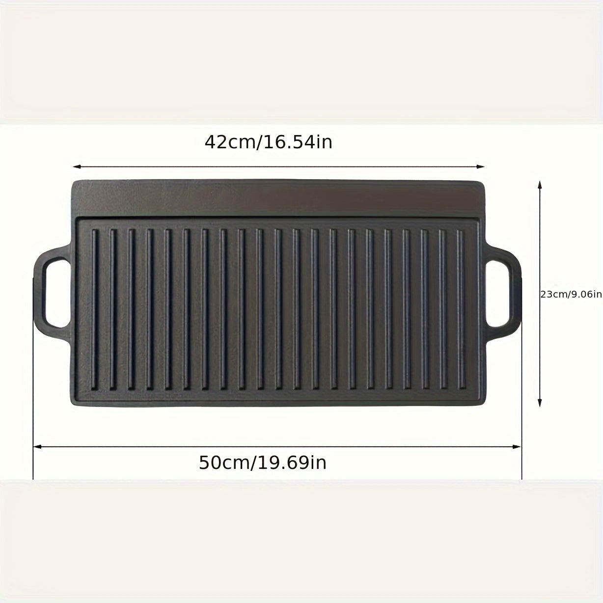 Ko'p funksiyali quyma temir griddle - Pishirish va BBQ uchun ikki tomonlama, yopishqoq qoplama, tashqi sayohatlar va pikniklar uchun tutqichlar bilan jihozlangan