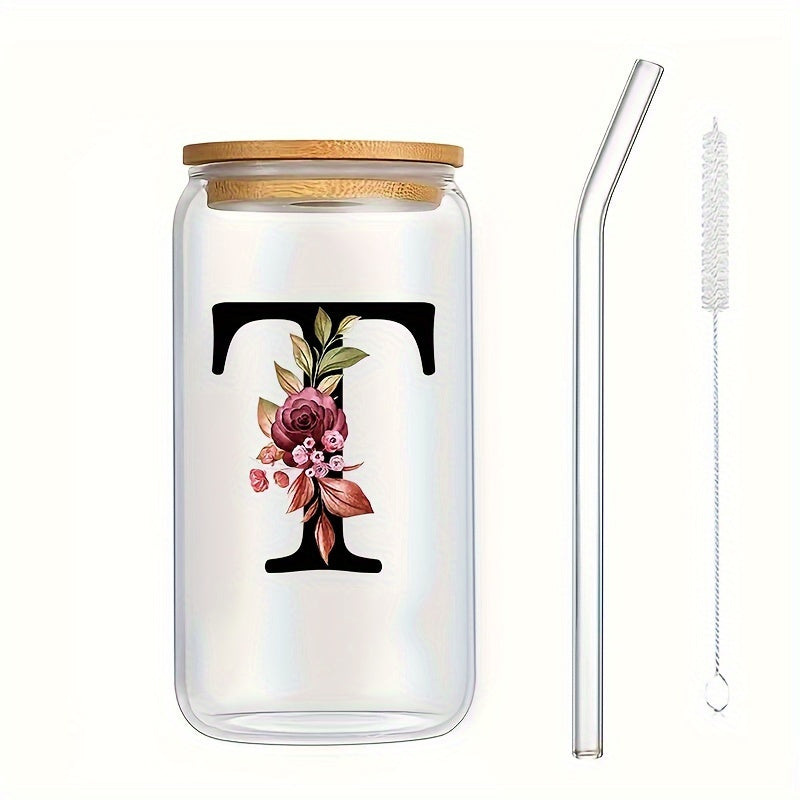 Vaso de vidrio para bebidas frías con tapa de bambú, impreso en 3D, de borosilicato, jugo, cerveza, café