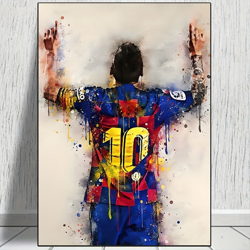 Vibrant Football Star Canvas Poster Modern Home Decor Sports Enthusiasts Portrait Artwork