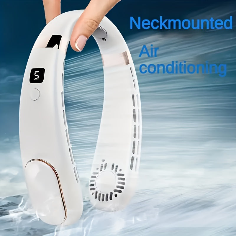 Portable Neck Fan 360° Bladeless Personal Fan USB Rechargeable Adjustable for Indoor Outdoor Use