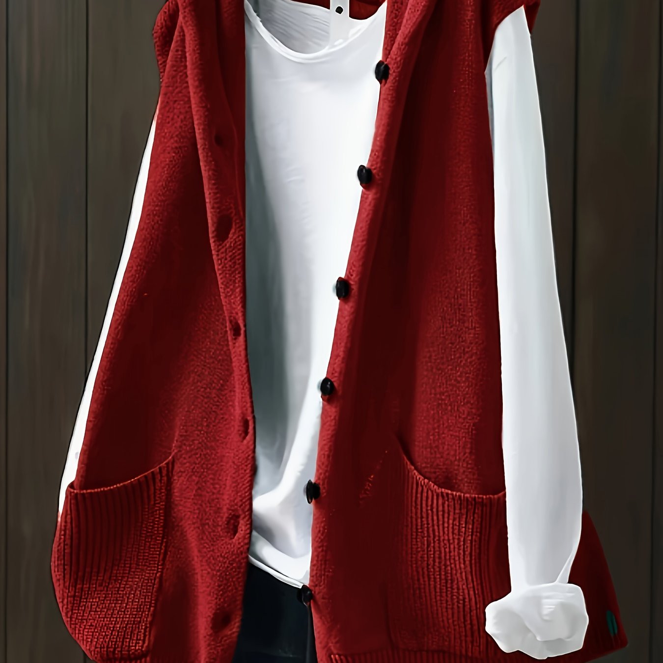 Women's Sleeveless Sweater Vest with Pockets and Double Button Front Orange