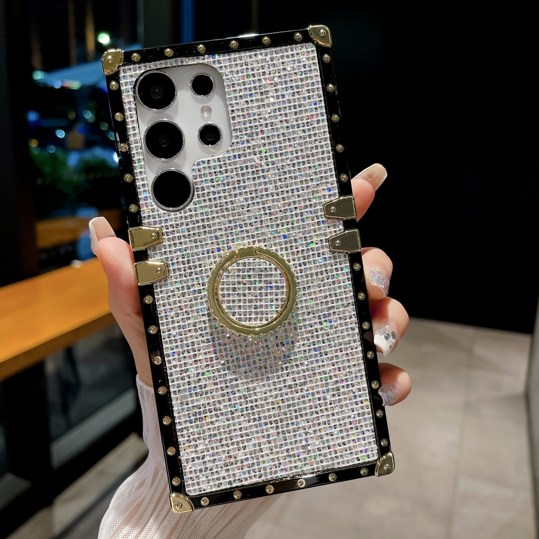 Diamond Studded Phone Case for Samsung Models Durable PC Protective Cover