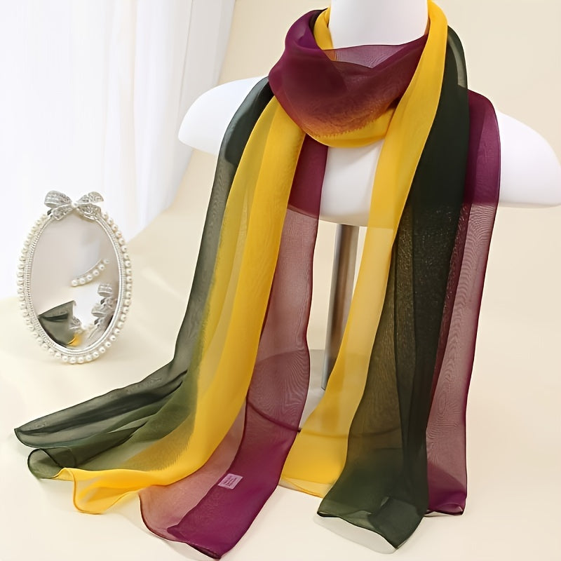 Gradient Color Gauze Scarf for Women Lightweight Summer Shawl Breathable Wrap