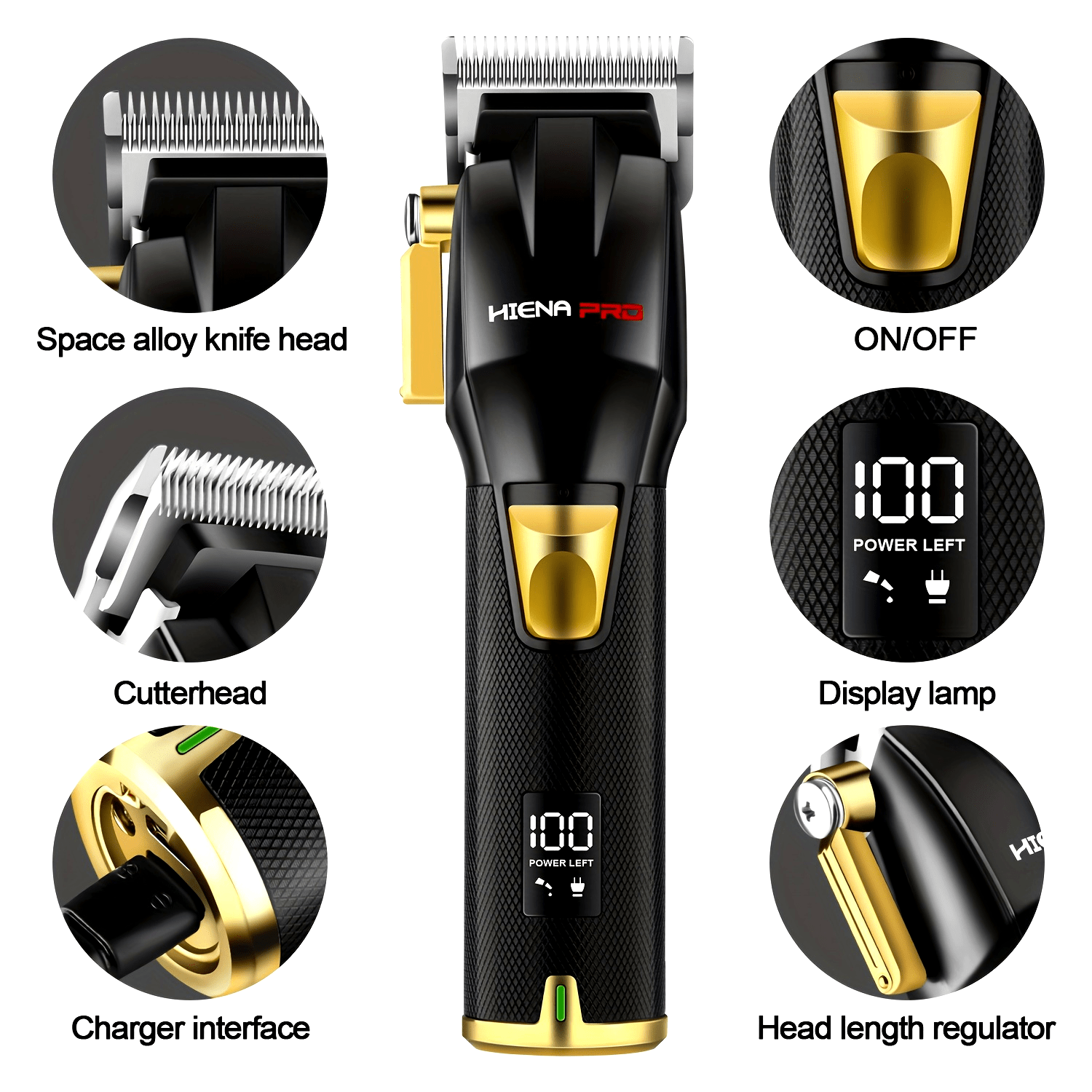 Set de cuidado para cabello de hombres con cortapelos y pantalla LCD, recargable para hombres