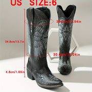 Women’s Cowboy Boots Embroidered Western Style Solid Color Slip-On