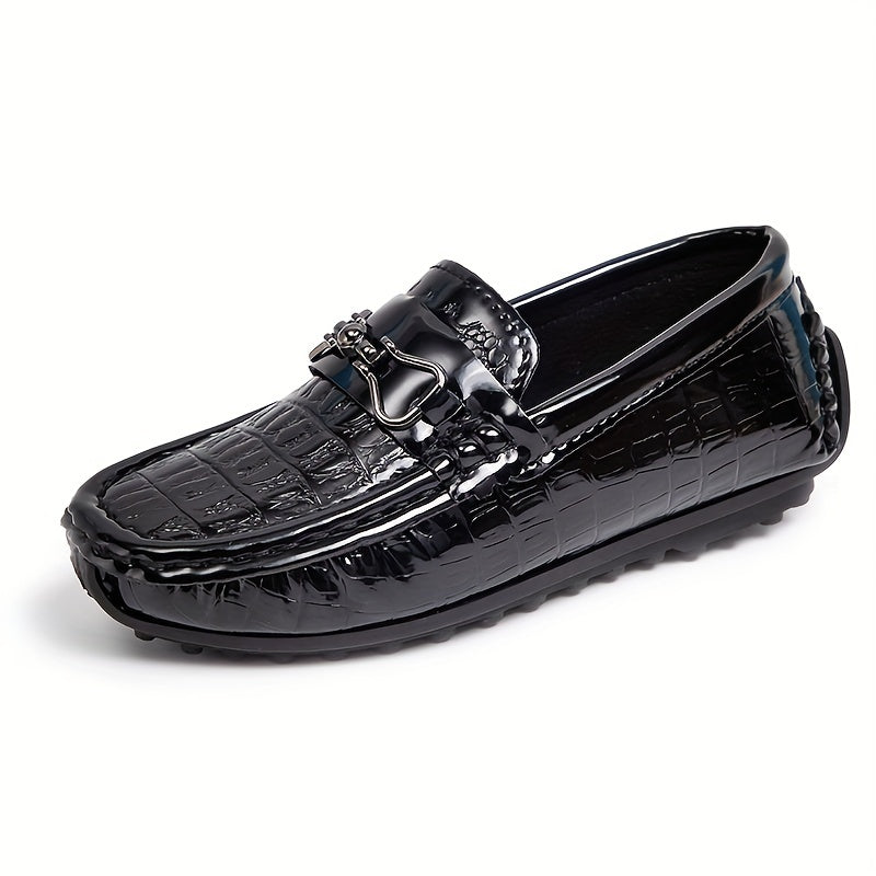 Kids' Boys Loafers Slip-On Shoes All-Season Lightweight PU TPR Plaid Embroidered British Style