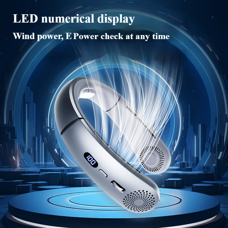 Portable Neck Fan Personal Cooler with Digital Display and Adjustable Speeds