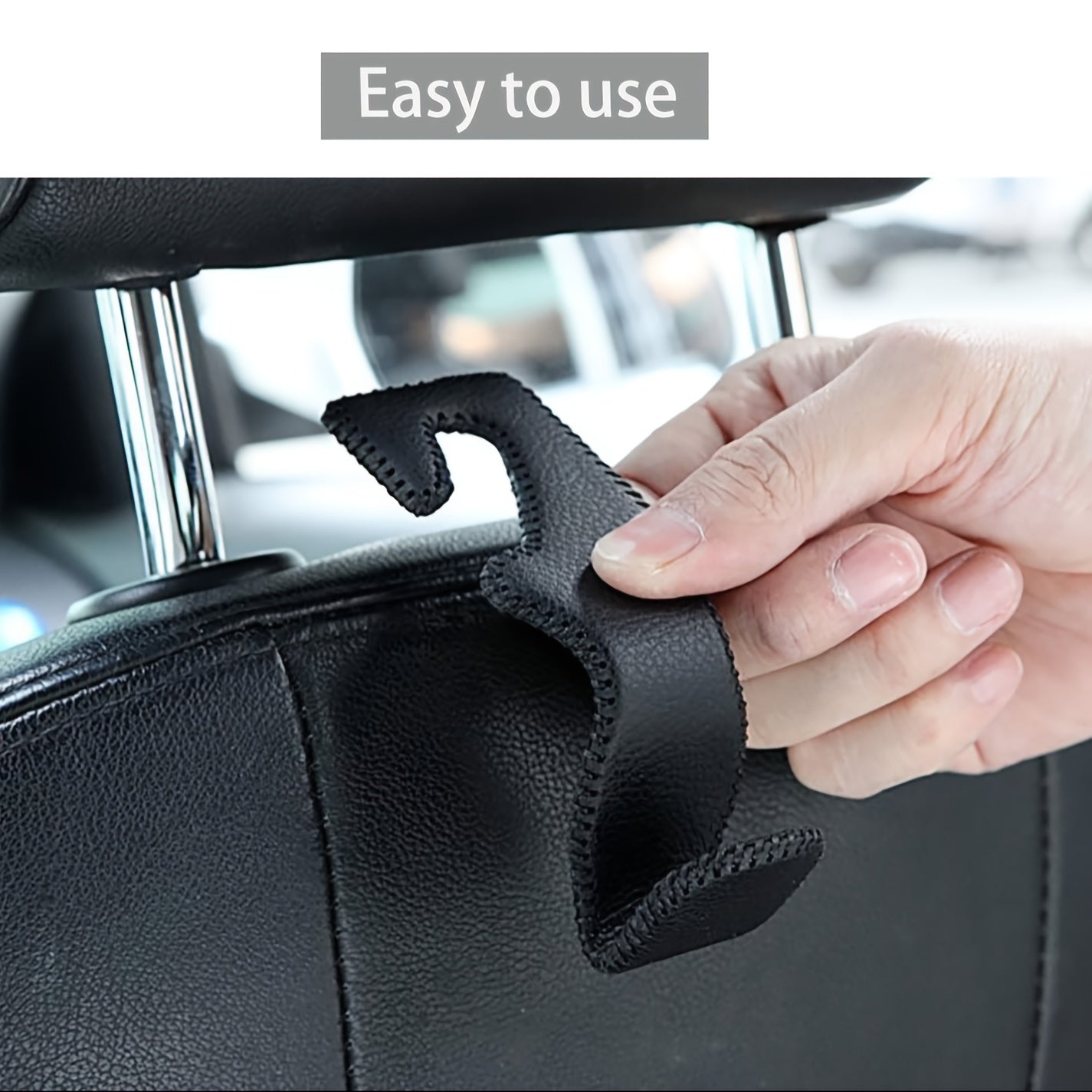 Unisex Faux Leather Car Seat Hook Hanger for Bags and Purse Storage Black or Beige