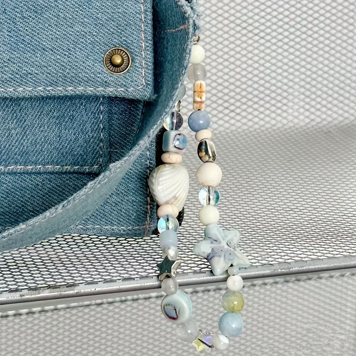 Blue Star Shell Bead Phone Strap for Women and Girls Suitable for Bags and Phone Cases