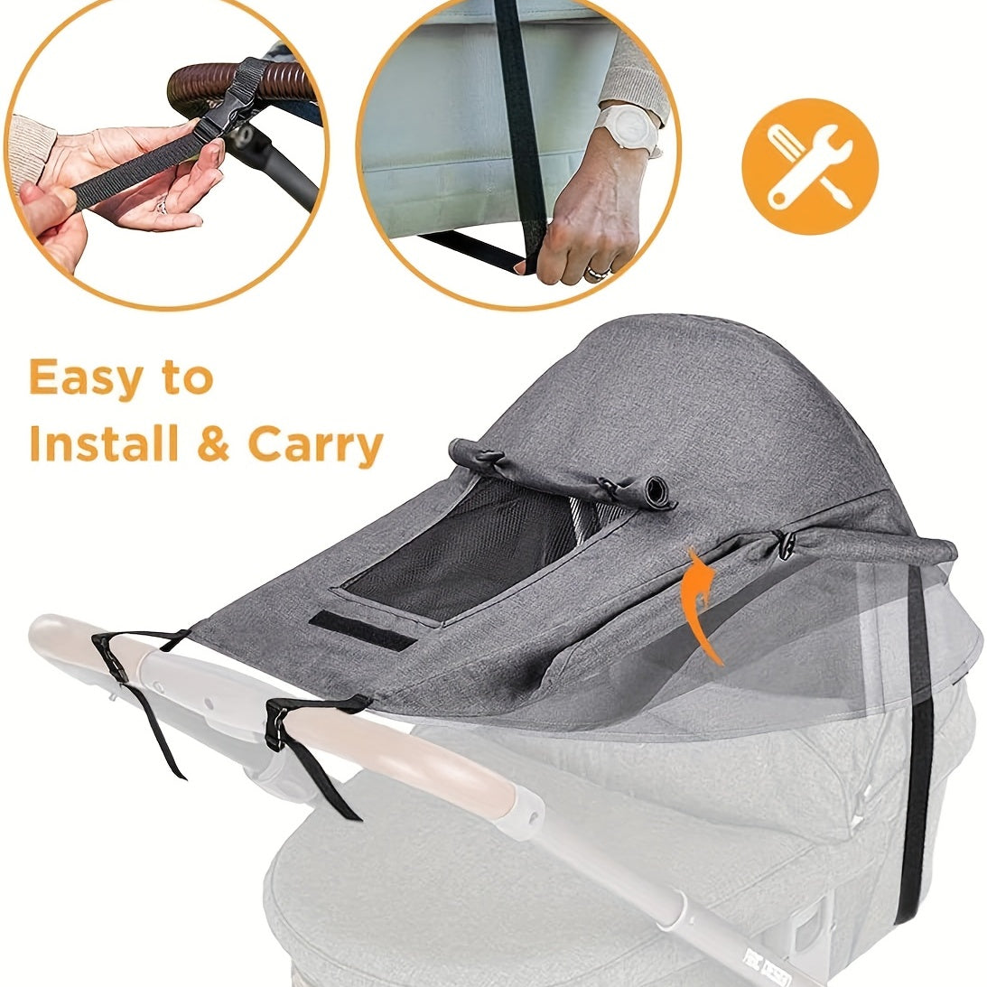 Stroller Sunshade UV Protection Waterproof Polyester with Viewing Window