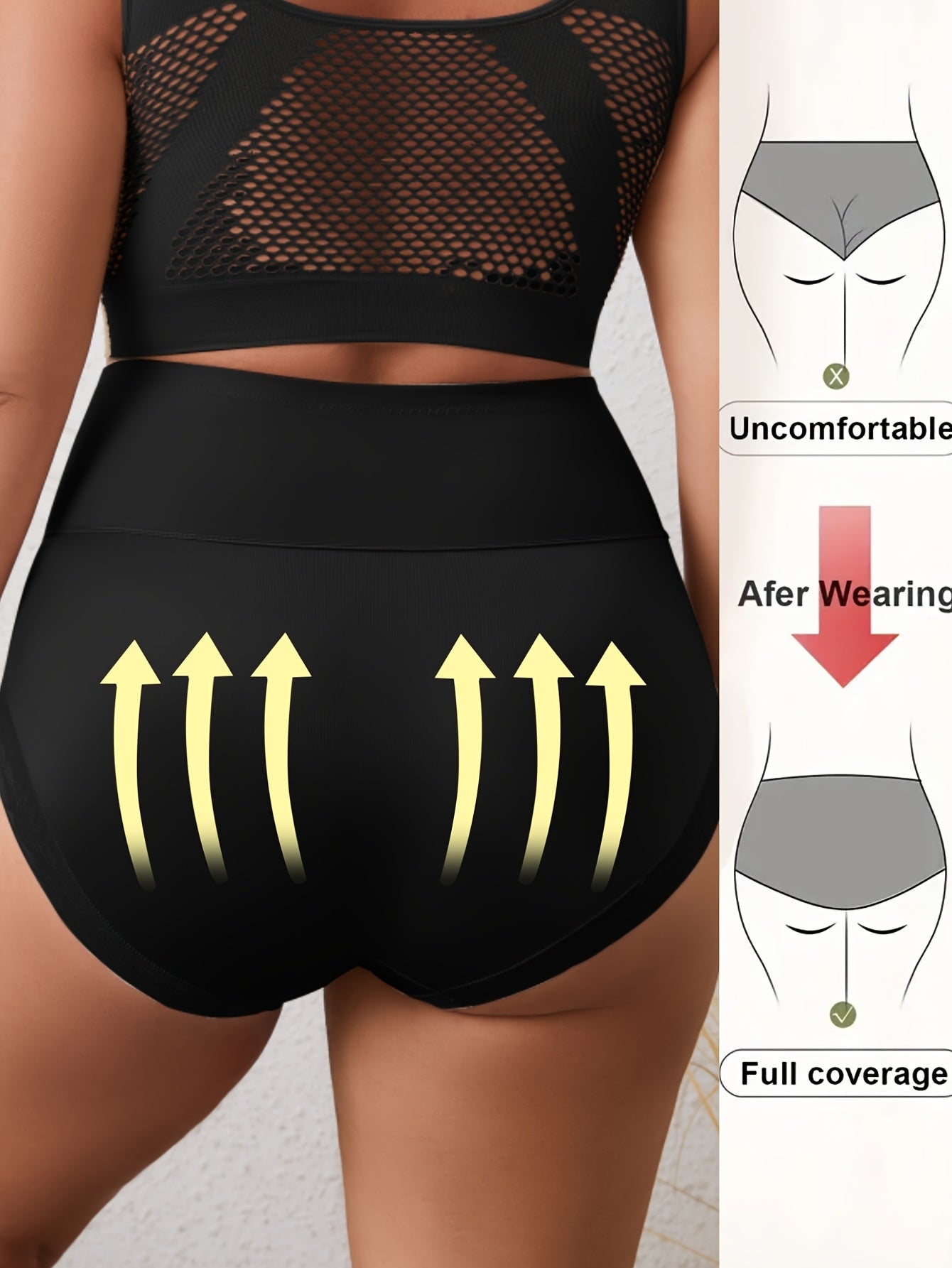 Women's Plus Size High Waist Sports Briefs Soft Lace Trim Pack of 5