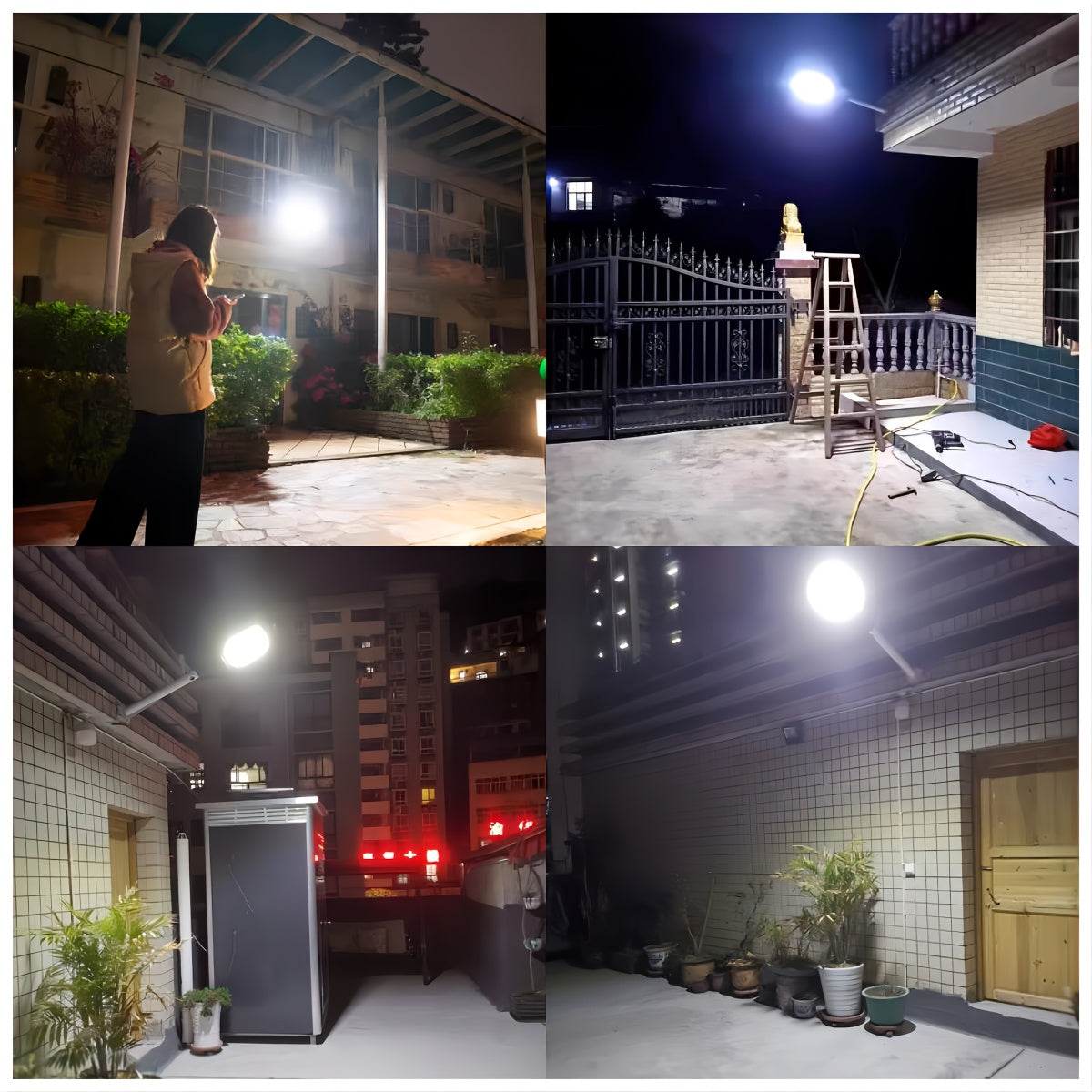 Farola solar LED con control remoto para exteriores, jardín, patio, pared, garaje