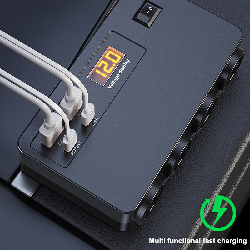 Cargador de coche para teléfono móvil, cargador rápido con enchufe para coche y múltiples funciones