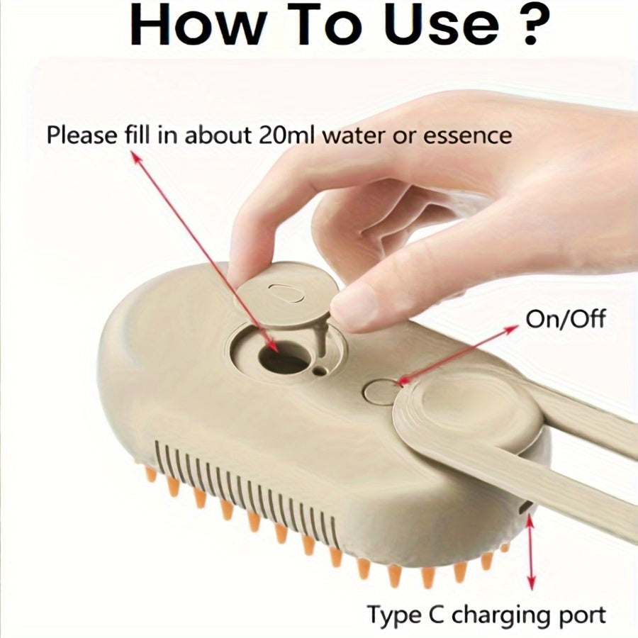 3-in-1 Small Animal Steam Brush for Cats and Dogs Pet Grooming Comb with Steam for Tangle Removal