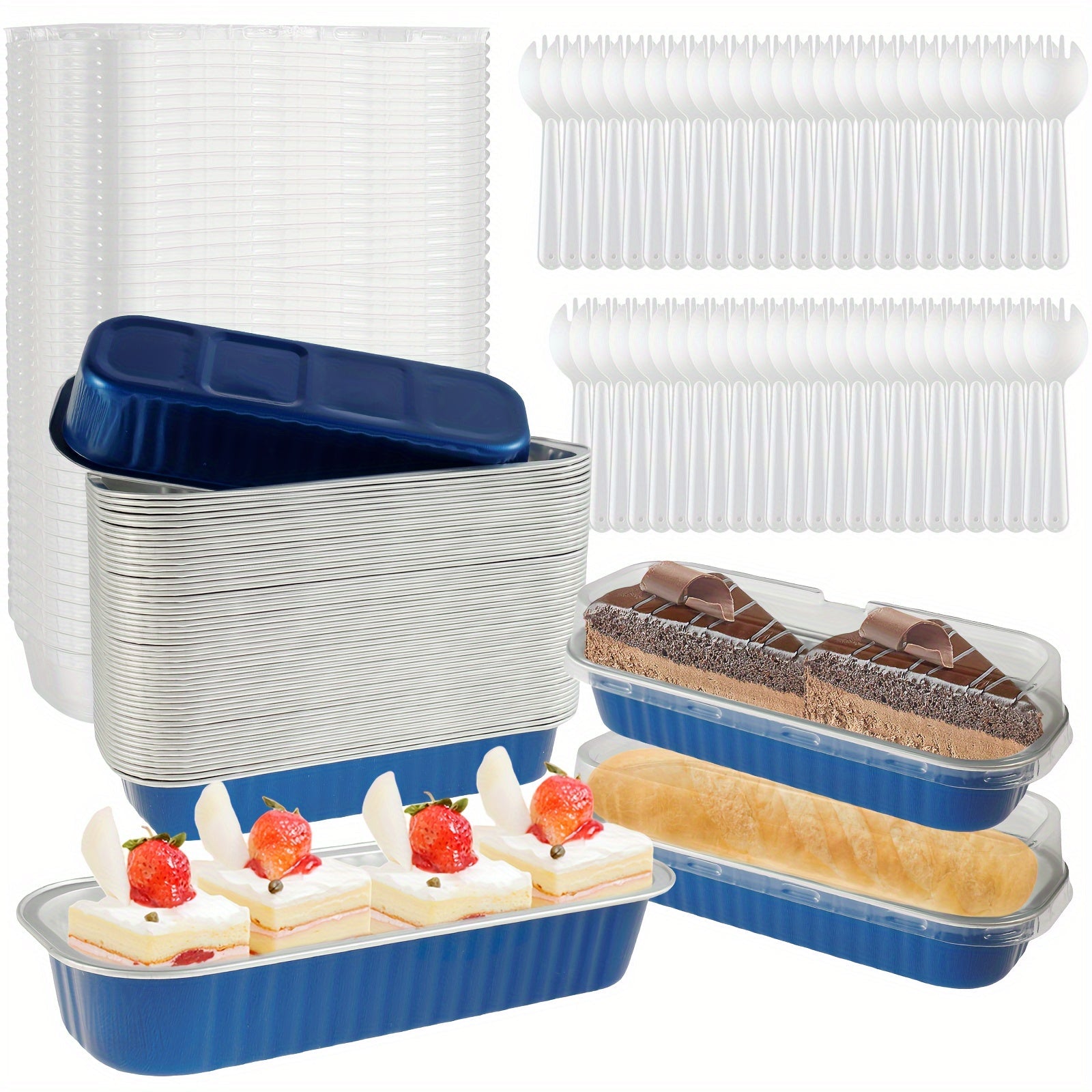 Набор из 150 мини-алюминиевых форм для тортов с крышками и ложками для выпечки и праздников