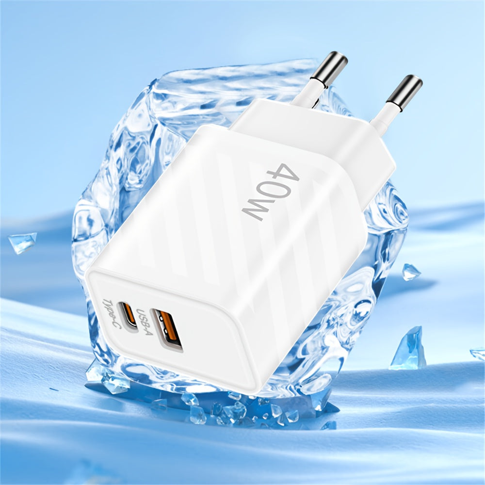 40W Dual Port USB-C Wall Charger Fast Charging PD QC 4.0 for iPhone iPad Samsung Pixel
