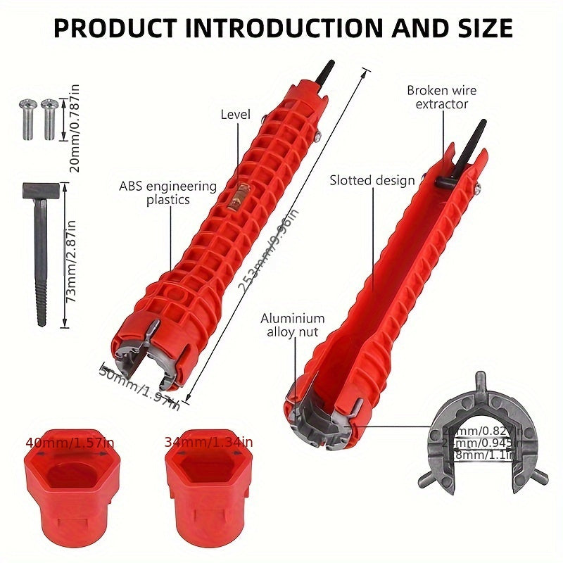 Multi-Function Sink and Faucet Repair Wrench 14-in-1 ABS Durable Plumbing Tool