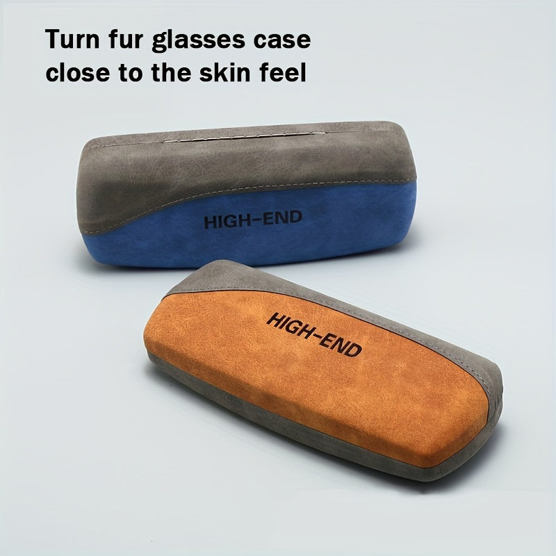 Eyeglass Cases Durable Metal Frame Soft Suede Leather Anti-Press Flip Cover for Students