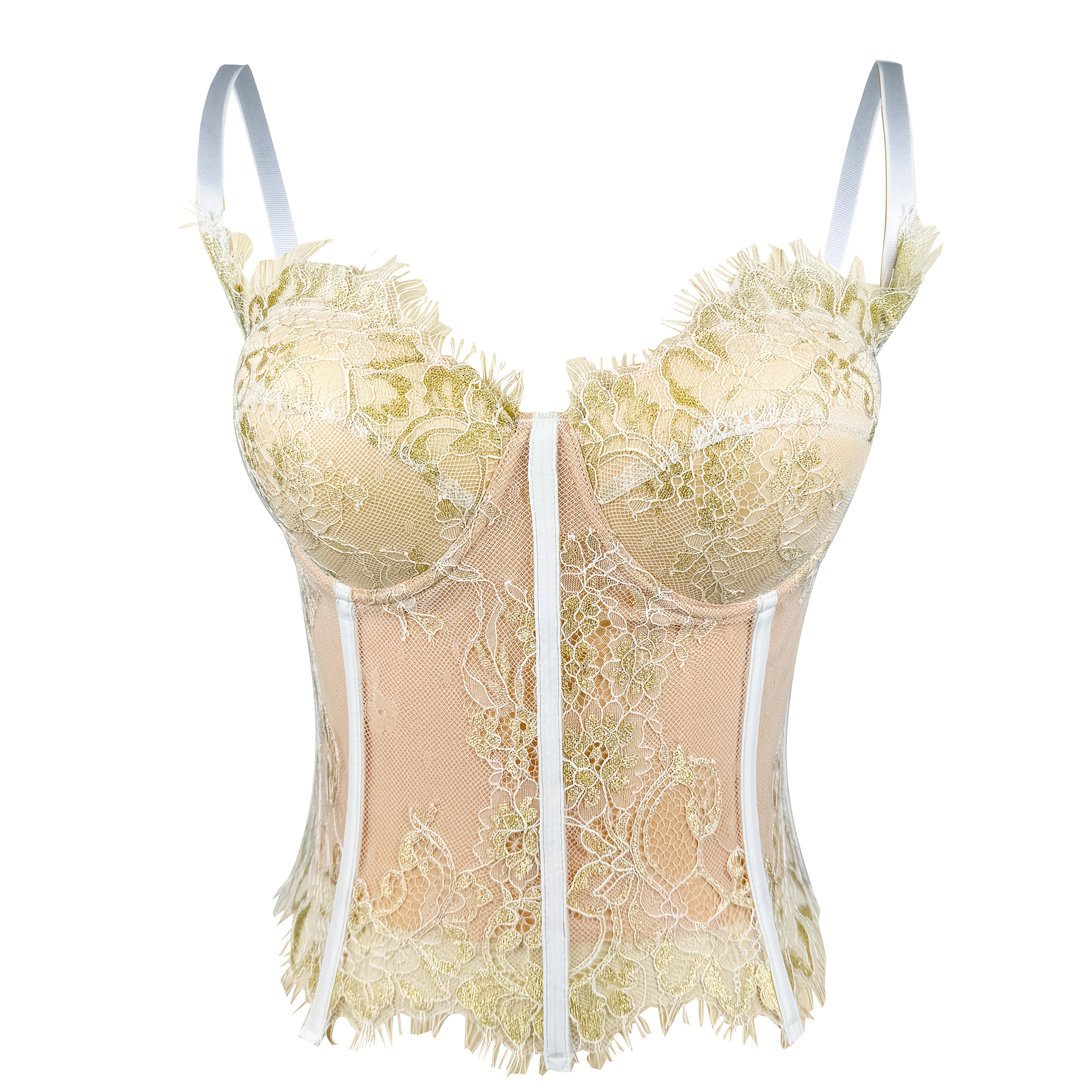 Women's Lace Camisole Vest Polyester Elastane Knit Sleeveless Corset Solid Color