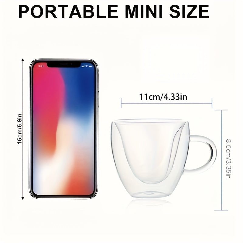 Peach Heart Couple Glass Mug 180ml Double Layer Borosilicate Insulated Drinkware