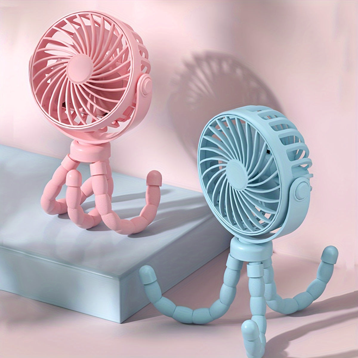 Portable USB Rechargeable Octopus Handheld Fan for Strollers Bikes Indoor Outdoor Use
