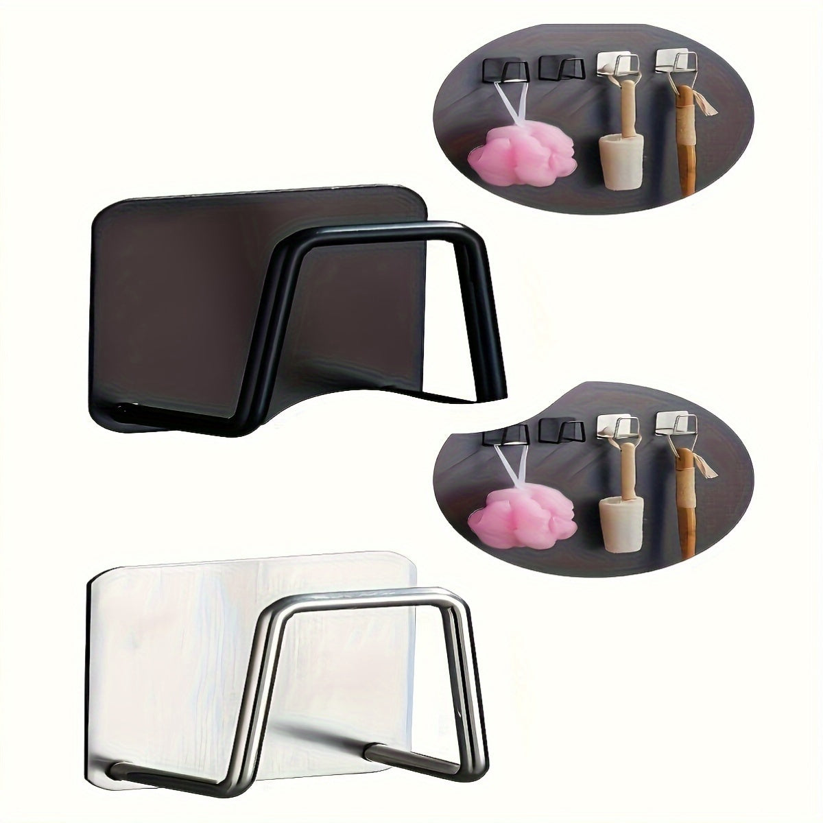 Sleek zanglamas po'latdan yasalgan oshxona cho'michini tashkil etuvchi, yopishqoq gubka tokchasi va drenaj tokchasi bilan | Matolar va aksessuarlar uchun qulay devorga o'rnatiladigan osma, oshxona saqlash buyumlarini tartibga solish uchun ideal