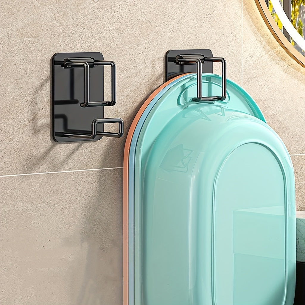 Ganchos de pared de metal resistentes a la oxidación para baño, cocina, balcón, instalación sin taladro, pack de 1 o 2