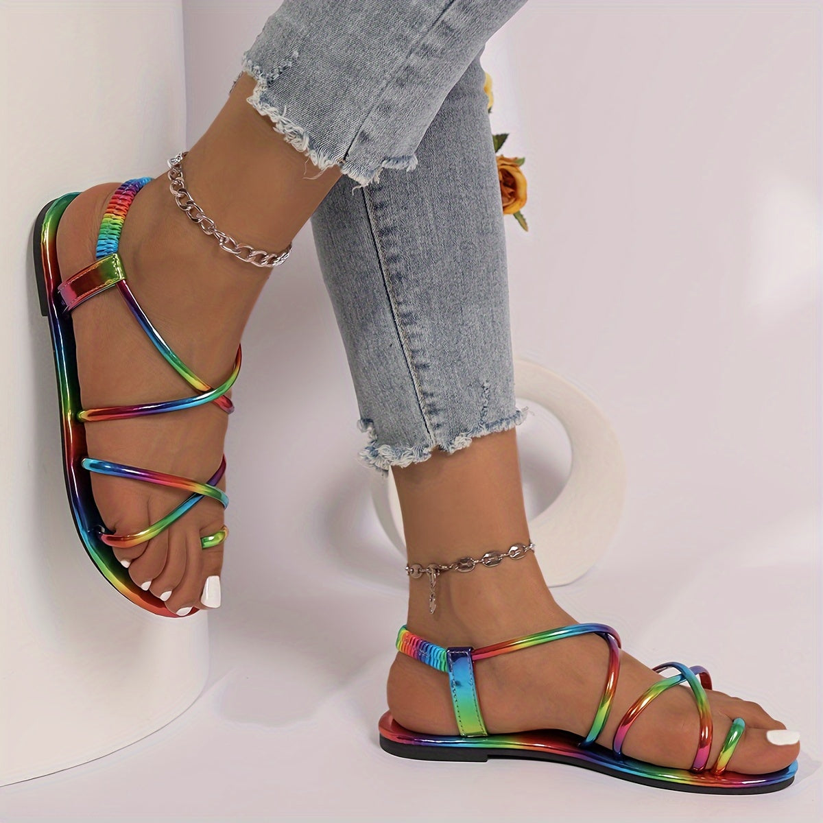 Women's Rainbow Butterfly Sandals Summer Fashionable Stylish Comfortable