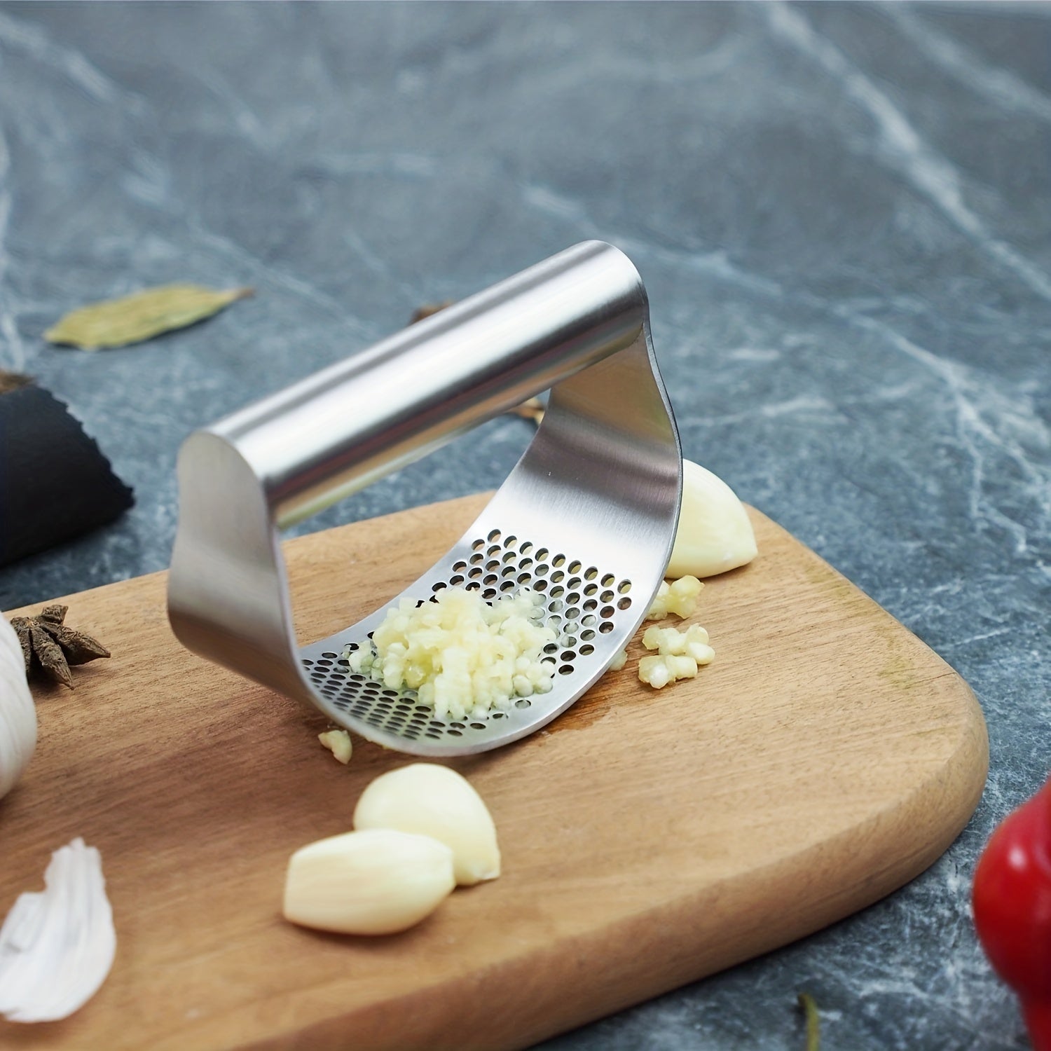 Stainless Steel Garlic Press Rocker Mincer Kitchen Chopper and Masher
