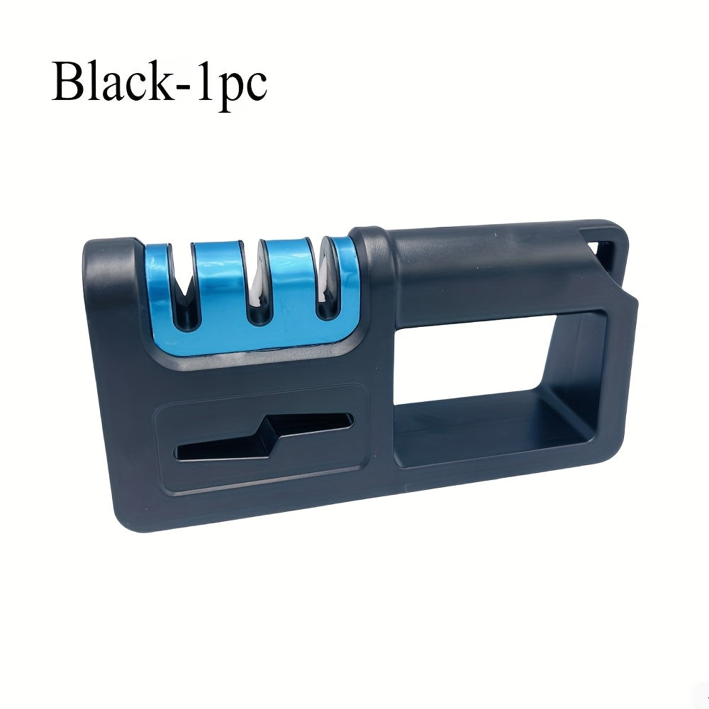 Ko‘p funksiyali 4-in-1 qo‘lda pichoq silliqlash vositasi, qora ABS, metall oshxona qirqish uchun asboblar